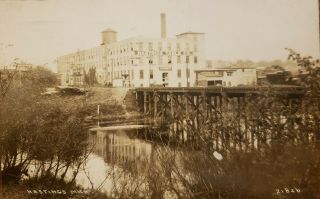 Hastings Mi Table Factory Railroad Bridge View Of Mill Barry Co Rppc 1916