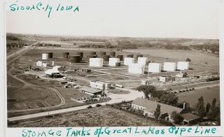 Oil Pipeline Tanks Sioux City Ia Photo Postcard C1940 Iowa Great Lakes Rppc