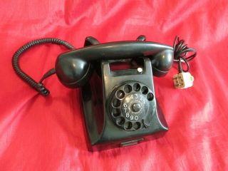 Old Vintage Bakelite Ptt Black Rotary Phone Ericsson Holland Desk Dated 1 - 64