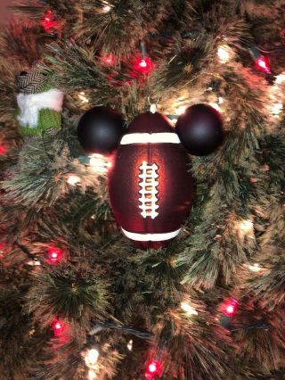Disney Parks Mickey Ears Figurine Christmas Ornament Football