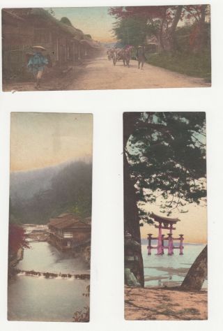 Unusual Antique Hand Tinted Photo Papers Japan 1930s Or 40s Set Of 3