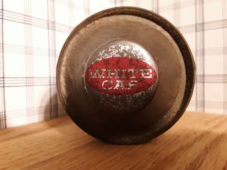 Vintage White Cap Beer Metal 12 oz.  Cone Top Can w/cap. 2