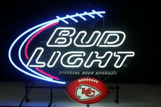 Authentic Bud Light Nfl Kansas City Chiefs Neon Sign - Nib