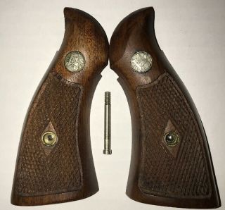 Vintage Smith & Wesson K - Frame ? Diamond Magna Pistol Wooden Checker Grips S&w