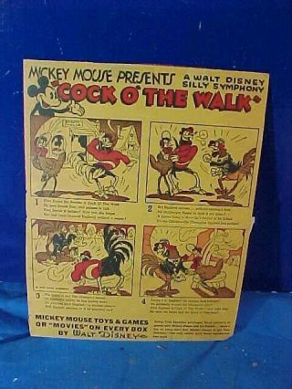 Orig 1930s Mickey Mouse Cartoon Back Panel Of Post Toasties Cereal Box