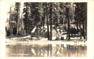 Rppc Hume Lake Resort Sierra Nevada,  California Old Cars C1940s Vintage Postcard
