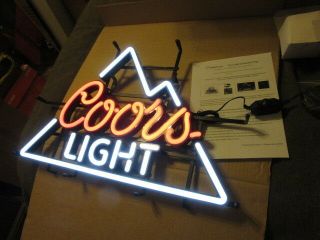 Coors Light Beer Sign Neo Neon Mountains Pub Led Bar Tavern Rec Room Man Cave Mt