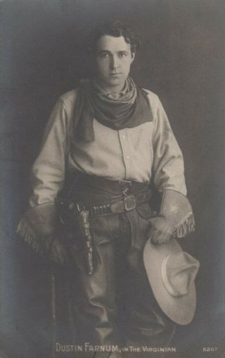 Rp: Cowboy Actor Dustin Farnum,  In The Virginian,  1910s