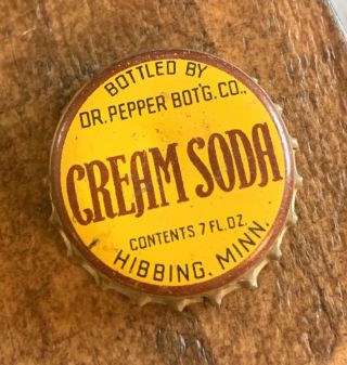 1930s Cork Lined Bottle Cap Crown Cream Soda Dr Pepper Hibbing Minnesota Mn