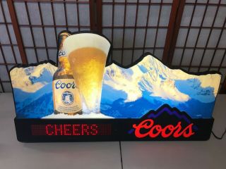 (vtg) Coors Beer Motion Moving Message Board Led Light Up Sign Rare