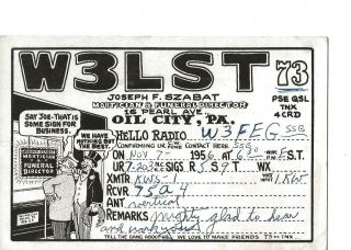 1956 W3lst Oil City Pa.  A Otto Eppers Design Qsl Radio Card