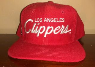 Vintage Nba Los Angeles Clippers Snapback Hat Sports Specialties Red Wool