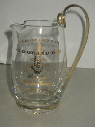 Vintage Old Grand - Dad Kentucky Bourbon Whiskey Glass Pitcher