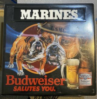 Vintage 1980´s Budweiser U.  S.  M.  C Marines Bulldog In Motion Bar Light