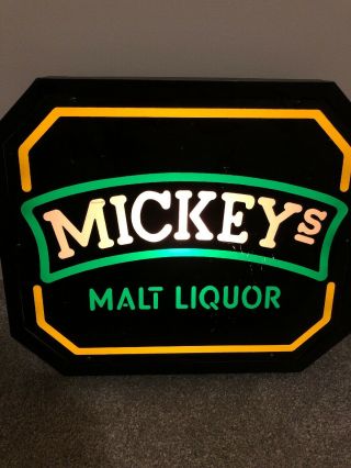 Vintage Rainier Beer Lighted Sign Neon Light Advertising Mickeys Malt Liquor