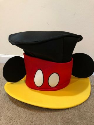 Walt Disney Plush Classic Mickey Mouse Large Top Hat Red White Yellow Black