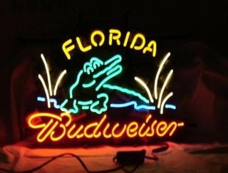 Florida Budweiser Neon Sign Light Beer Bar Pub Wall Display Visual Art24 " X20 "