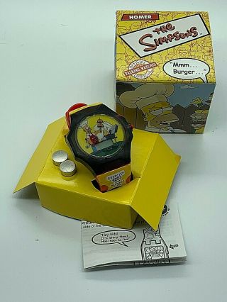 The Simpsons 2002 Burger King Homer Mmm Burger Talking Watch With Batteries
