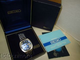 Vintage Seiko Automatic Day Date Blue Dial 7009 - 811lr Watch Mens Orig Band & Box