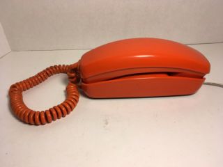 Vintage Orange Rotary Wall Phone Northern Telecom Telephone Itt Slimline - Trmline