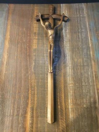 Vintage Wood Hand Carved Crucifix Cross From Oberammergau Germany 19” Tall