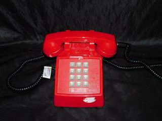 Vintage Red Itt Push Button Telephone Desktop Phone Model 2500 Touch Tone