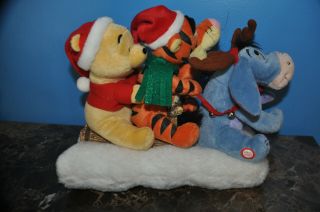Disney Winnie The Pooh,  Tigger,  & Eeyore Sled Ride Animated Musical Christmas