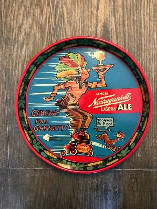 1940s Vintage Dr.  Seuss Narragansett Beer Tray Chief Gansett