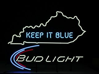 Authentic Bud Light Kentucky Keep It Blue Neon Sign - Nib And Rare