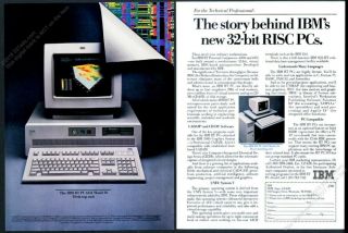 1986 Ibm Risc Pc 6150 Model 20 6151 Model 10 Computer Photo Vintage Print Ad