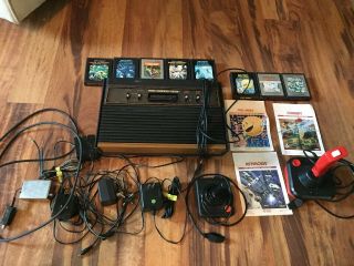 Atari Cx - 2600 Video Computer System With Joysticks,  Games,  And Manuals Vintage