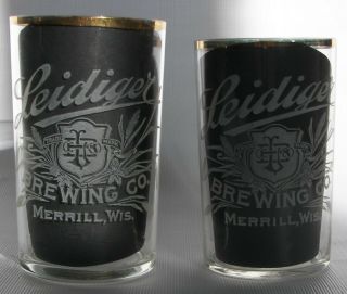 Leidiger Brewing Co. ,  Merrill,  Wis.  Pre - Prohibition Etched Beer Glass,  Pick One