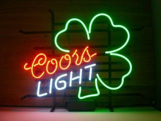 [fast Ship From Us]new Coors Light Shamrock Beer Lucky Clover Neon Sign 17 " X14 "