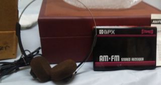 Vintage Black Gpx Am/fm Stereo Personal Receiver Model Ba2830 W/ Headphones