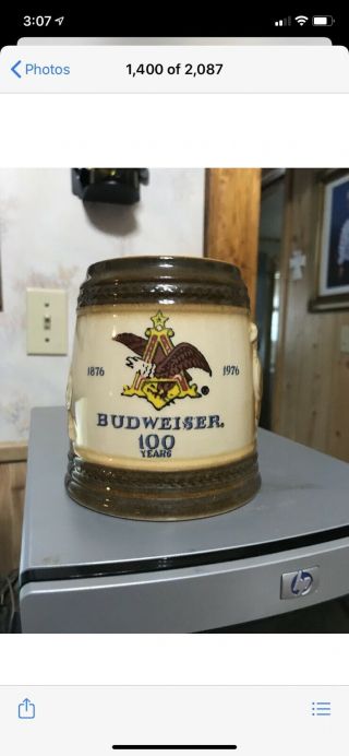 Budweiser Ceramarte 100 Year A & Eagle Stein