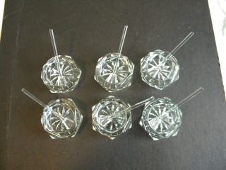 Set Of 6 Cut Glass Salt Holders With Glass Spoons That Match.
