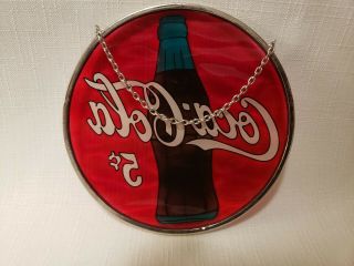 Coca Cola Suncatchers Stained Glass Style Hand Painted 1997 2