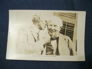 Vtg Postcard 1932 Real Photo Henry Ford & Thomas Edison Whisper Bb