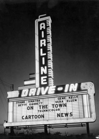 Vintage Airline Drive - In Movie Theater Photo Classic Screen Sign Louisiana 1939