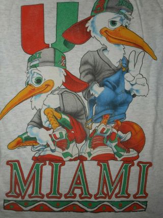 Vintage 90s Sebastian The Ibis Miami Hurricanes Hip Hop Bboy T - Shirt Medium