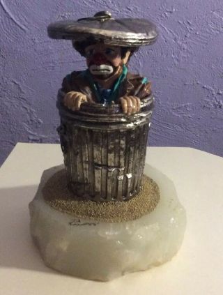 Vintage 1988 Ron Lee Clown In Trash Can 5 - 1/2 Inches High 572/3750