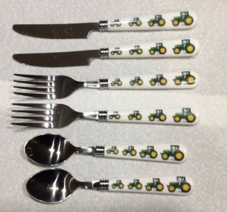 John Deere Tractor Theme Plastic Handled Forks,  Spoon & Knives By Gibson
