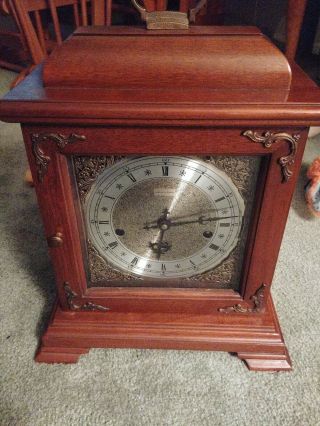 Triple Chime Hamilton Vintage Mantel Clock Walnut Wood Case