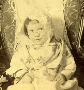 Stereoview Photo Cute Little Girl Dressed Like Grandma 1890 Grandma 