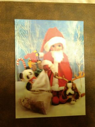 3d Lenticular Three Dimensional Toppan Postcard Santa,  Gifts,  Bear,  Puppy