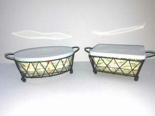 Temp - Tations Green Old World Ceramic & Rattan Ovenware Set - W/ Lids