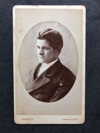 Victorian Carte De Visite Cdv: Gentleman: Bennett: Worcester: Handsome Young Man