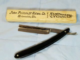Vintage Everkeen J.  P.  H.  Co.  Black 5/8 " 875 Straight Razor John Pritzlaff W/ Box