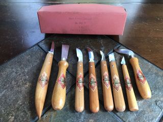 Vintage Hb Bracht Wood Carving Whittling Knife Set Of 8 West Germany
