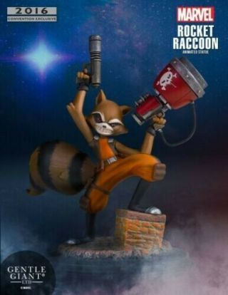 Gentle Giant Marvel Guardians Of The Galaxy Rocket Raccoon Animated Statue